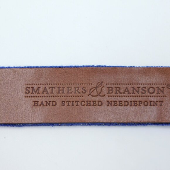 Smathers & Branson US Flag & CH Key Logo Needlepoint Belt | Blue | EUC | 36 - Picture 5 of 9